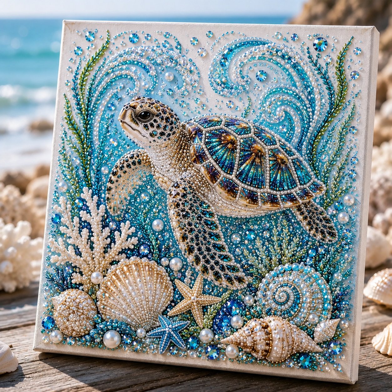 🎁Last Day 49% OFF - 🌊✨ Ocean Theme Pearl Art DIY Kit – Relaxing DIY Craft to Create Stunning Coastal Artwork
